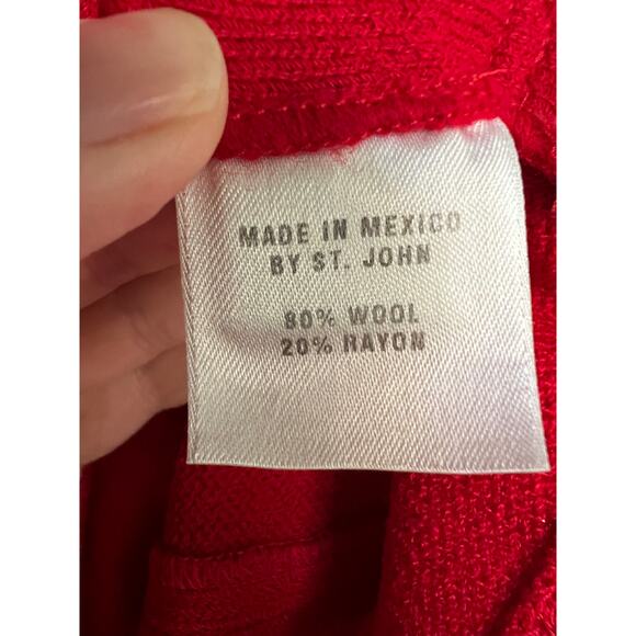 Vintage St John Sport Red Santana Knit Full Zip Sweater Jacket, no tag Large - Picture 5 of 8